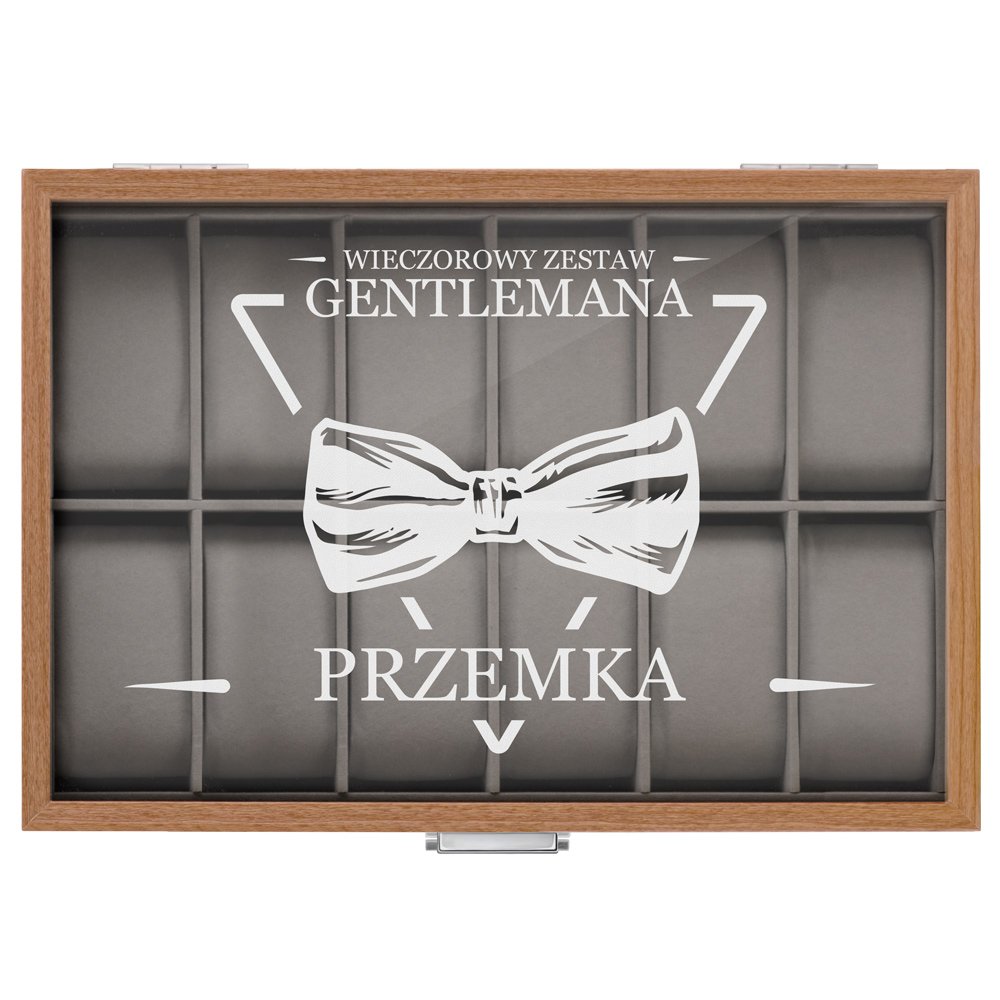 Szkatułka drewniana kuferek na zegarki z grawerem dla gentlemana