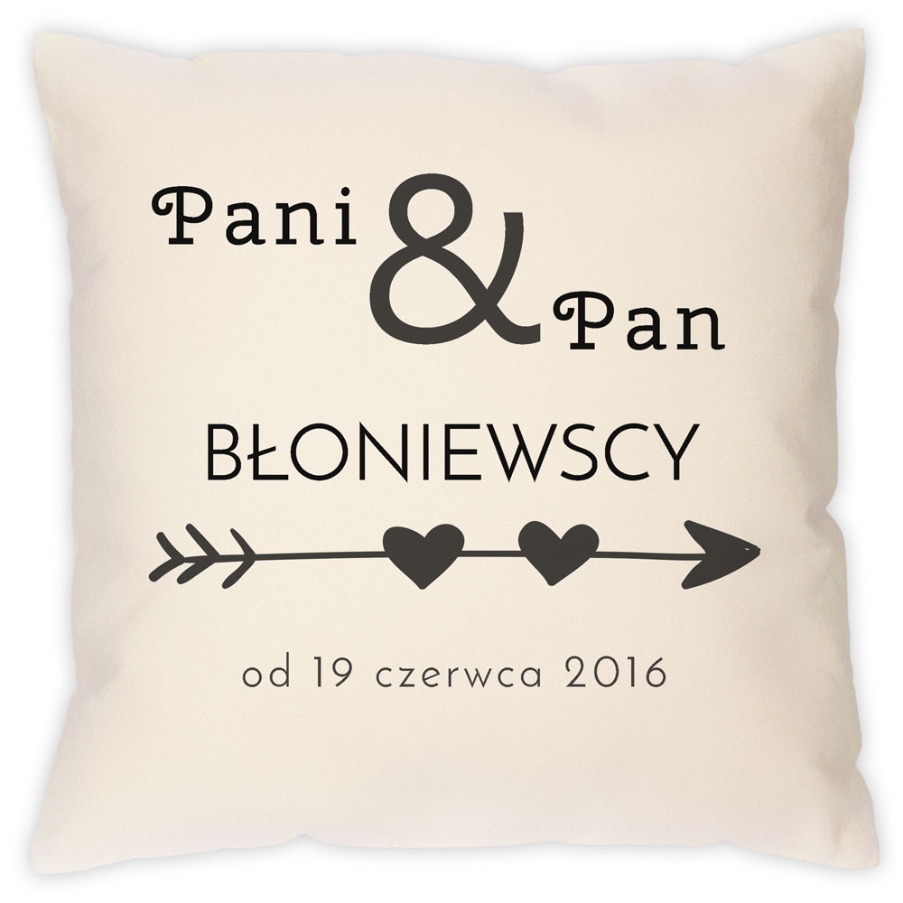Poduszka bawełniana z nadrukiem dla pary na ślub rocznicę parapetówkę