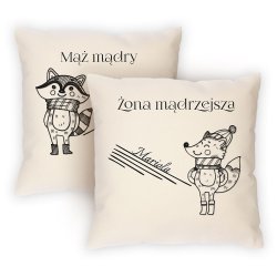 Poduszka bawełniana z nadrukiem dla pary na ślub