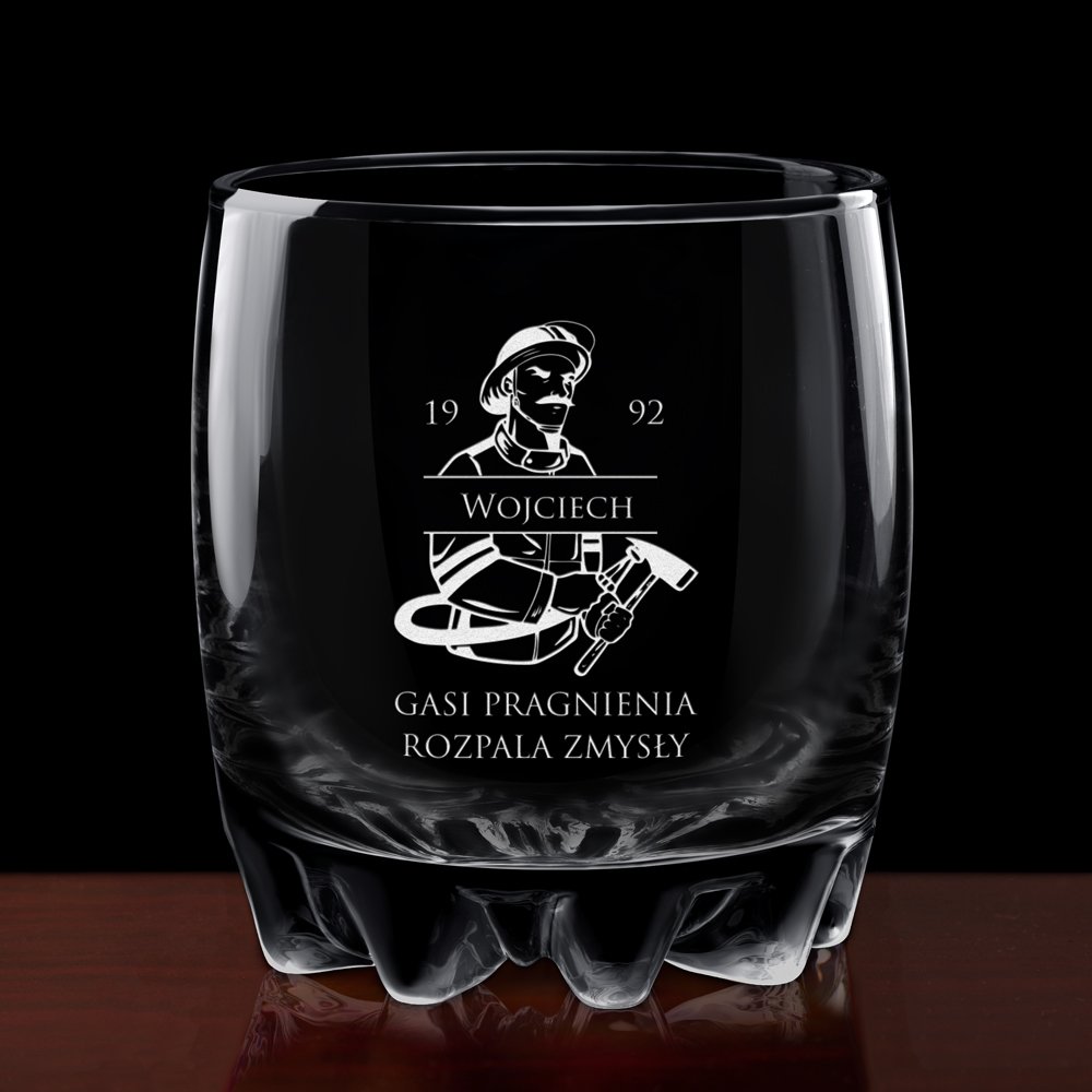 Karafka globus 6 szklanek sylwana zestaw do whisky grawer dla strażaka