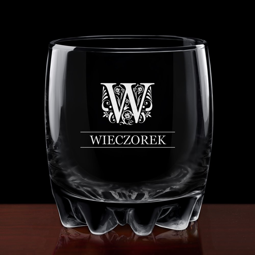 Karafka globus 6 szklanek sylwana zestaw do whisky grawer inicjał