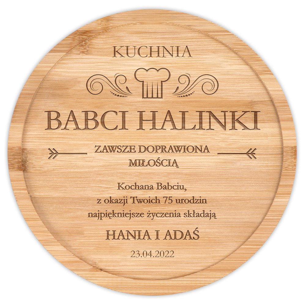 Deska drewniana do sera zestaw z grawerem dla babci na urodziny
