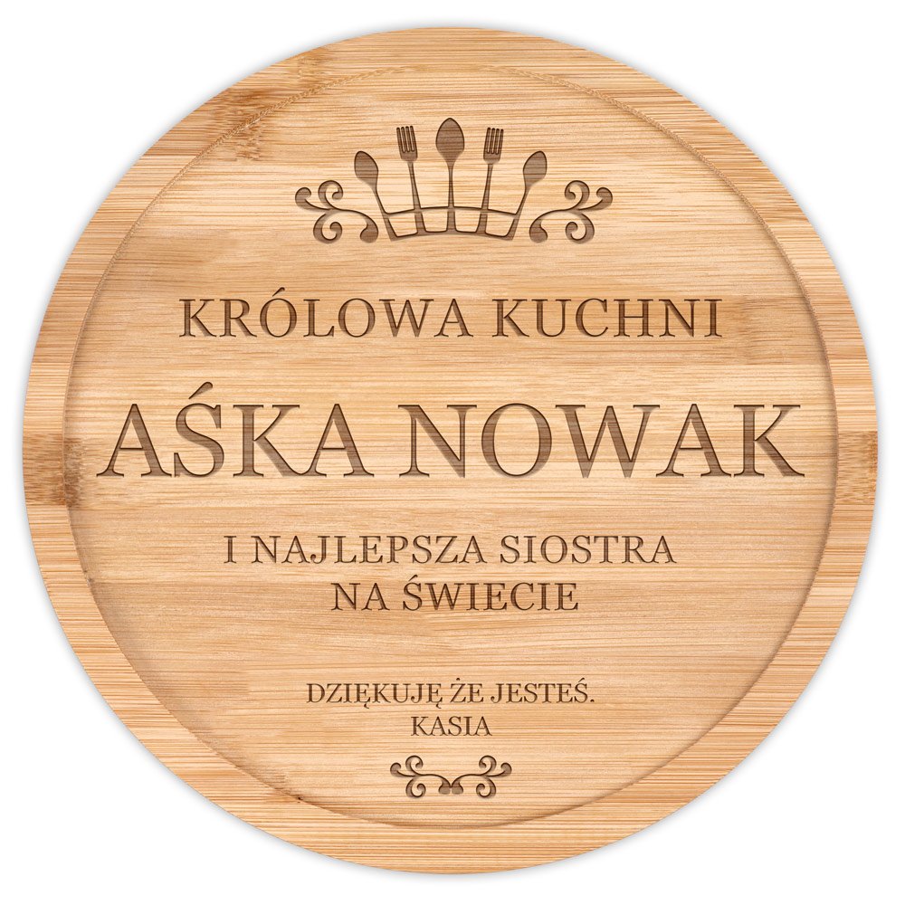Deska drewniana do sera zestaw z grawerem dla siostry na imieniny