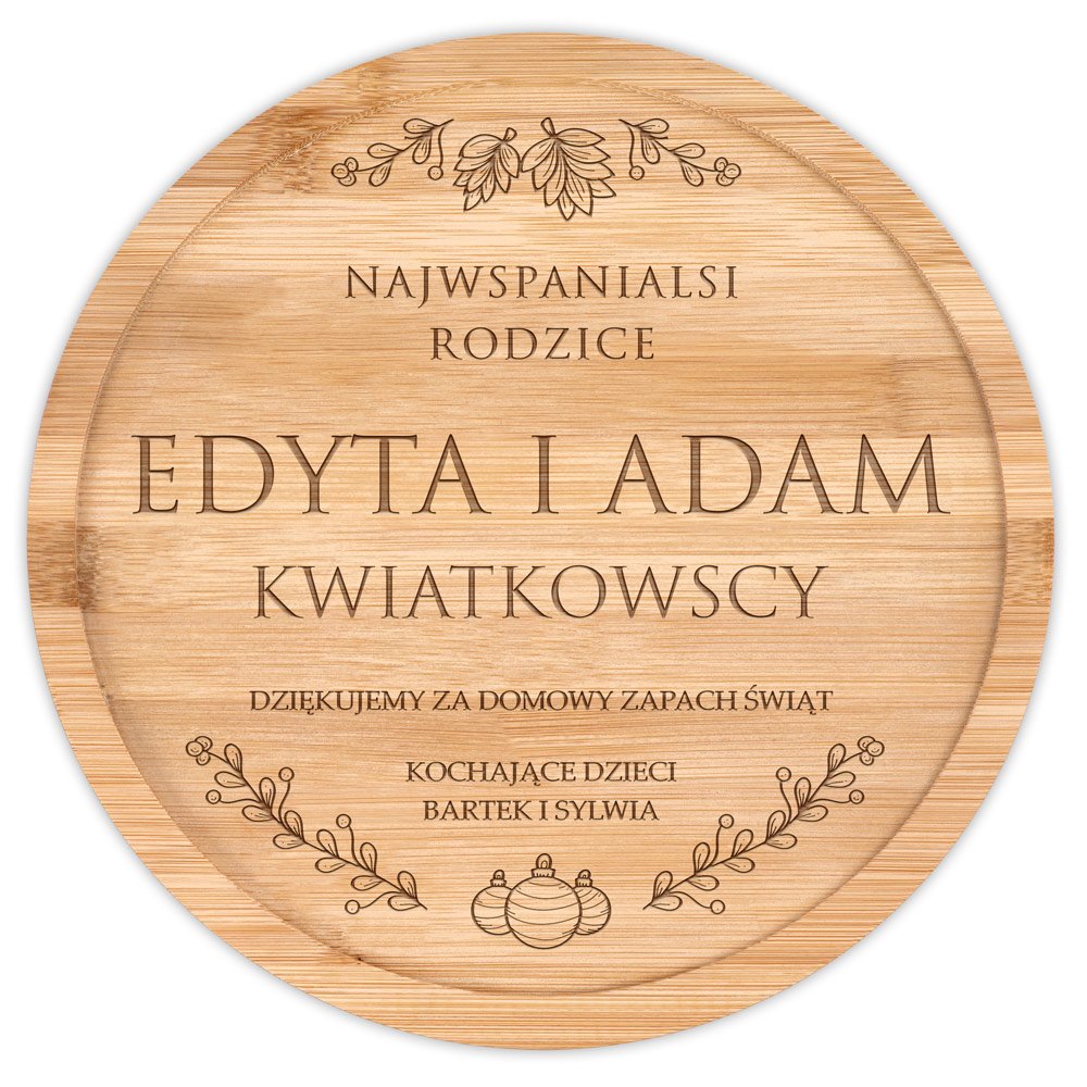 Deska drewniana do sera zestaw z grawerem dla rodziców na święta