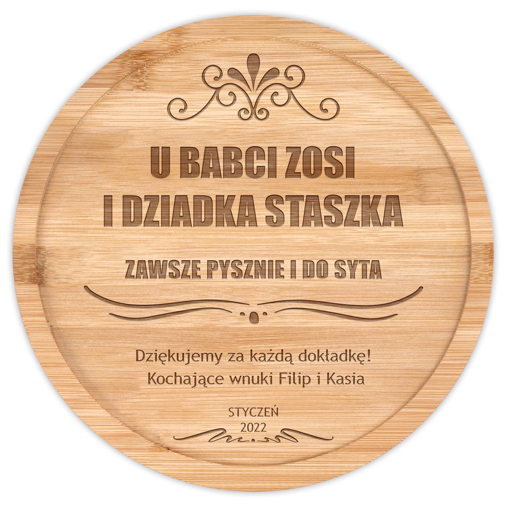 Deska drewniana do sera zestaw z grawerem na Dzień Babci i Dzień Dziadka