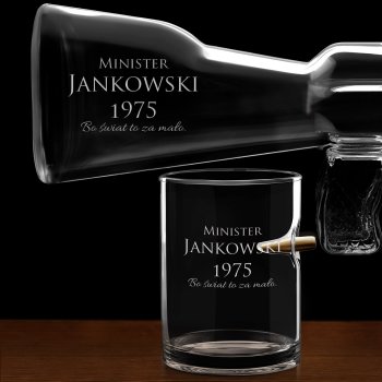 Karafka karabin 4 szklanki zestaw z grawerem dla ministra urzędnika na urodziny
