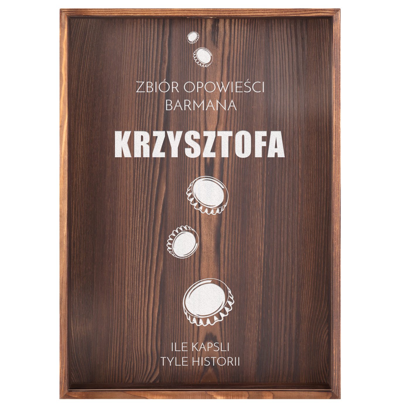 Skrzynka na kapsle z nadrukiem dla barmana na imieniny