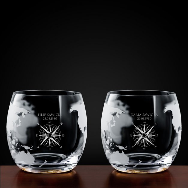 Zestaw do whisky karafka statek szklanki x4 grawer dla pary podróżników
