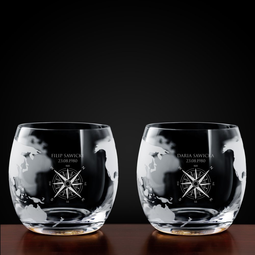 Zestaw do whisky karafka statek szklanki x4 grawer dla pary podróżników