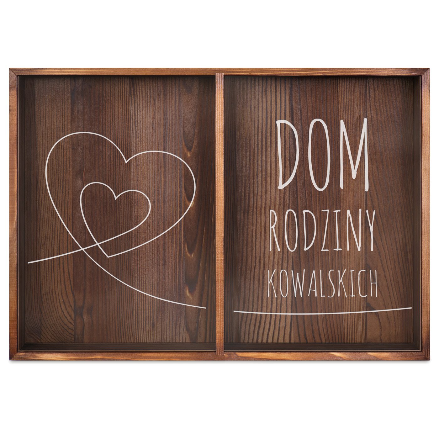 Skrzynka na korki od wina podwójna z nadrukiem dla pary na parapetówkę ślub rocznicę