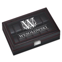 Szkatułka karbonowa kuferek na zegarki z grawerem dla niego