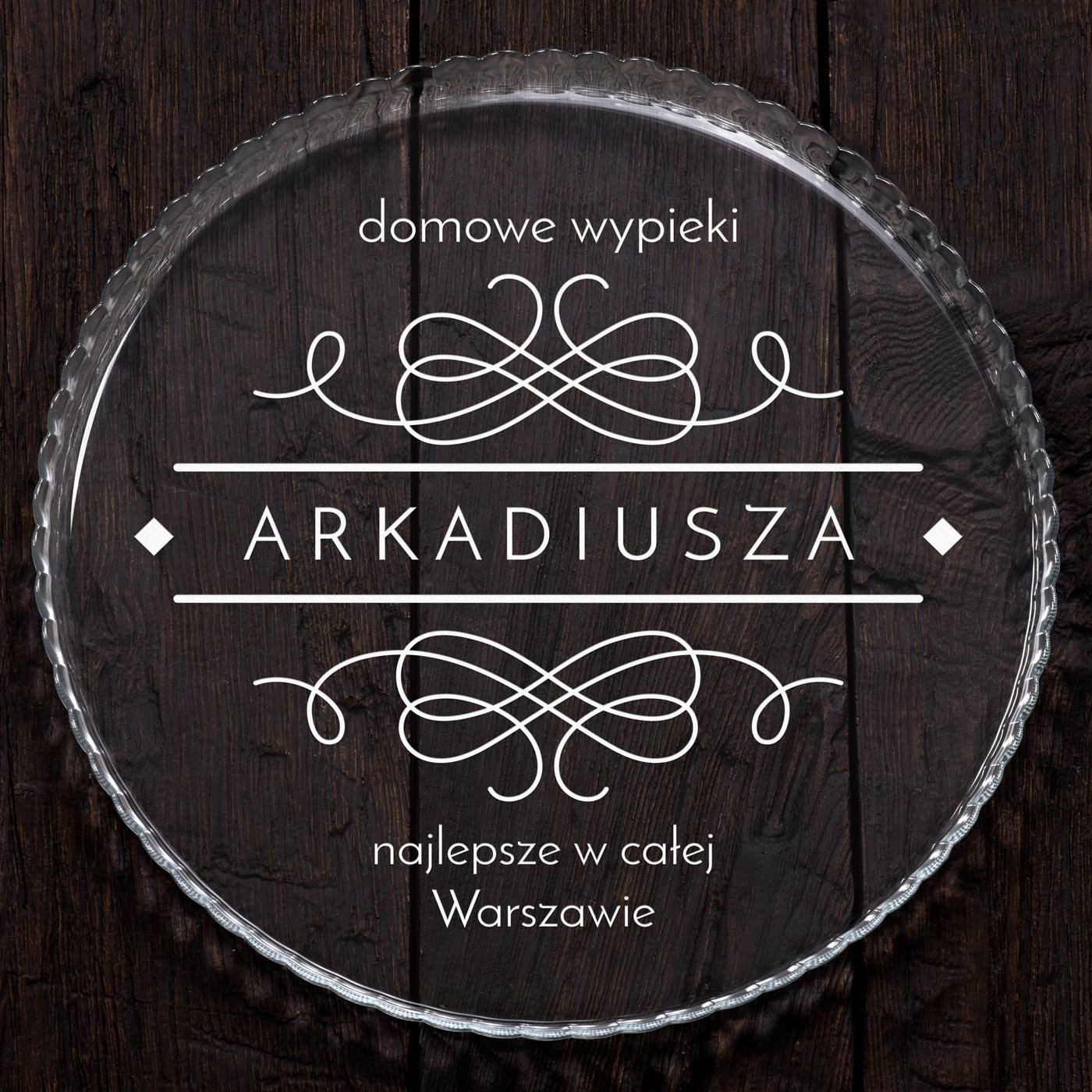 Patera szklana bez nóżki grawer domowe wypieki dla niego