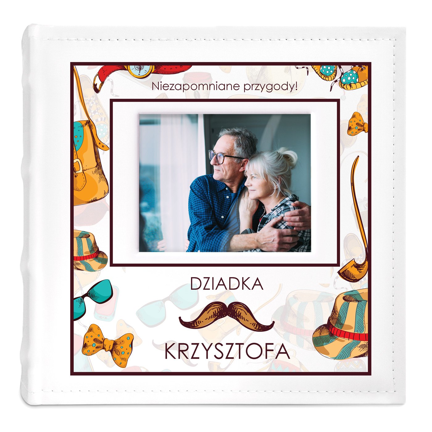 Album mały na zdjęcia z oknem i nadrukiem dla dziadka