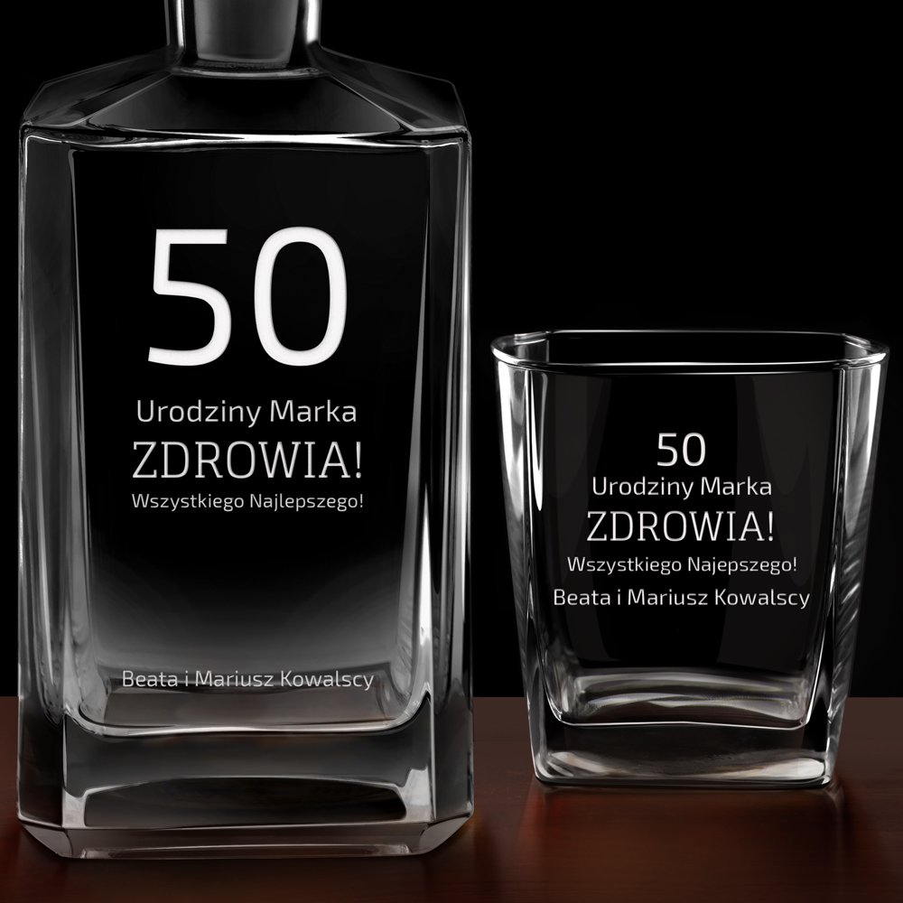 Karafka burbon 4 szklanki zestaw grawer dla niego na 50 urodziny