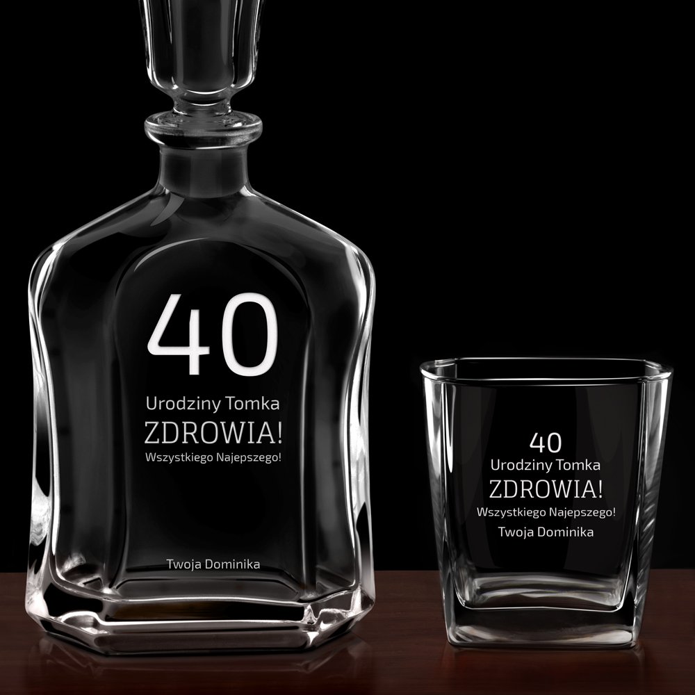 Zestaw karafka z 4 szklankami grawer dla chłopaka na 40 urodziny