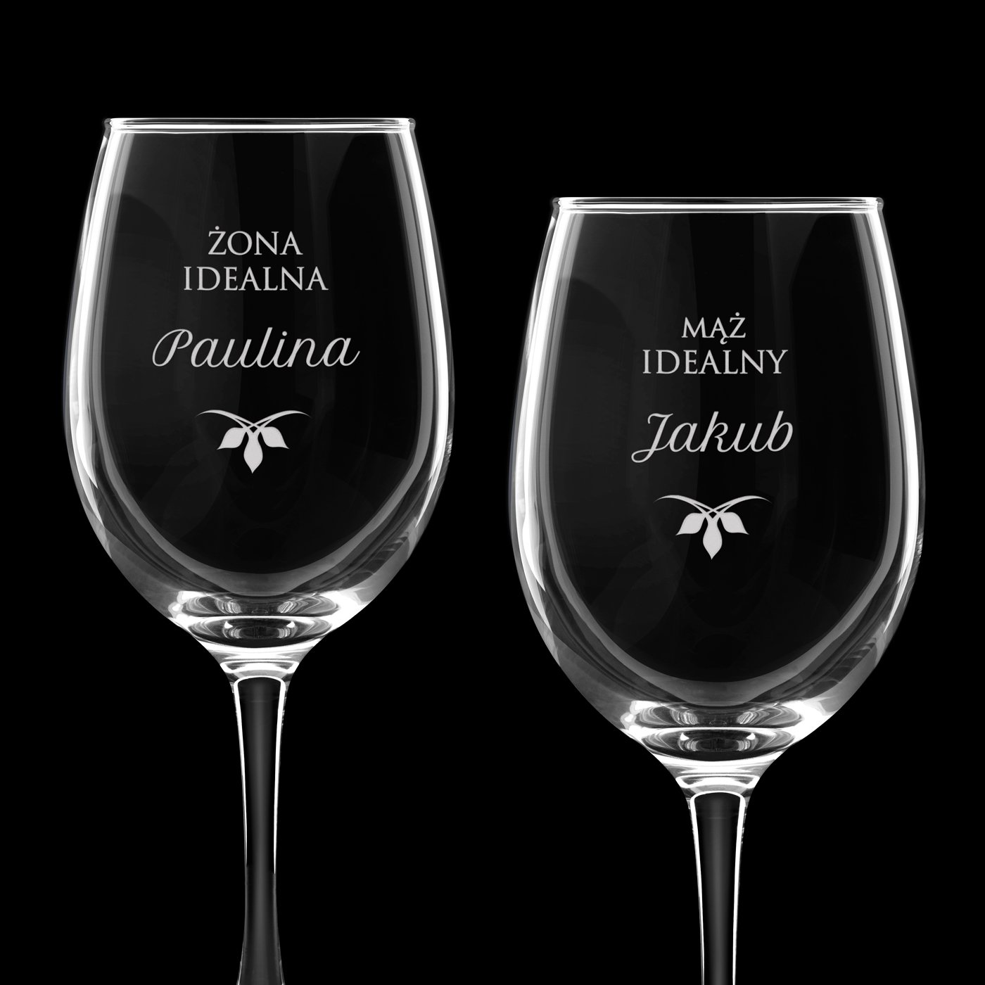 Kieliszki szklane do wina zestaw x2 grawer żona idealna mąż idealny dla pary