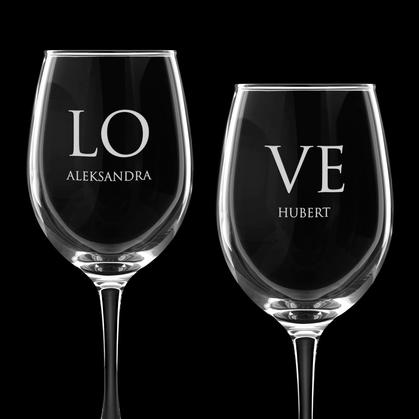 Kieliszki szklane do wina zestaw x2 grawer love dla pary
