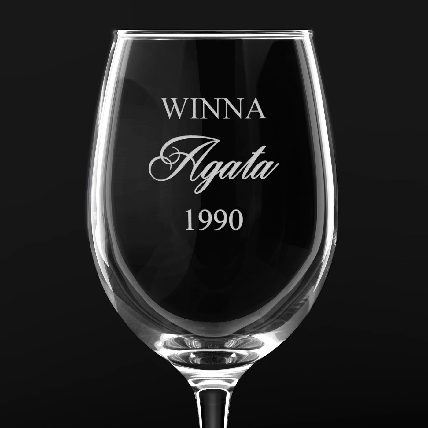 Kieliszek szklany do wina z grawerem dla niej na urodziny