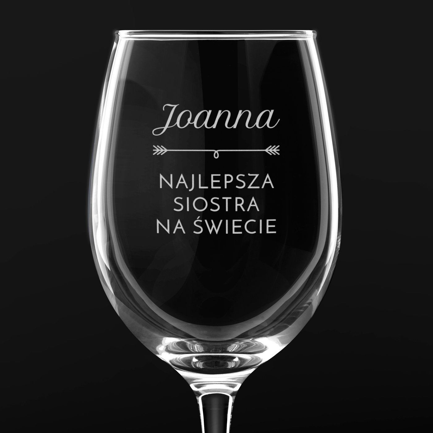 Kieliszek szklany do wina z grawerem dla siostry