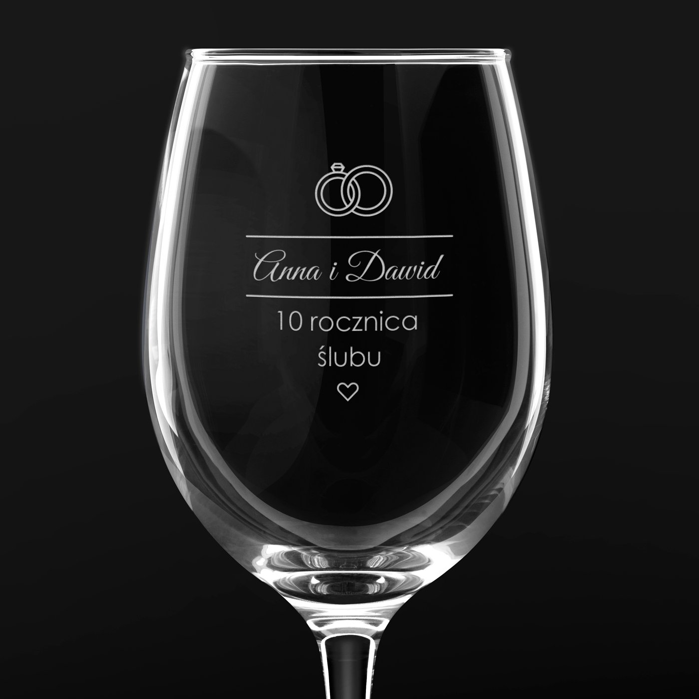Kieliszek szklany do wina z grawerem dla pary na rocznicę ślubu
