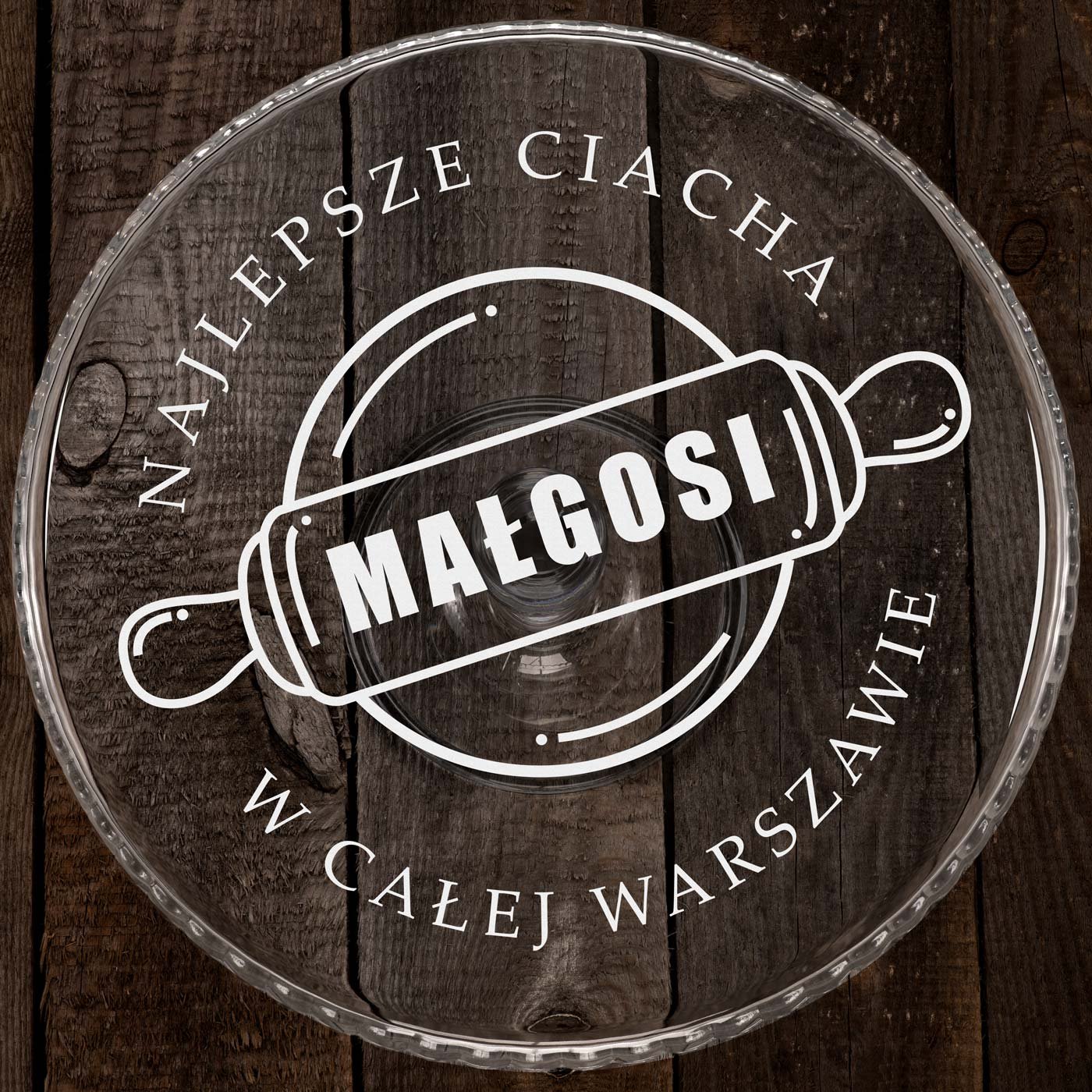 Patera szklana do ciasta z grawerem dla niej na imieniny