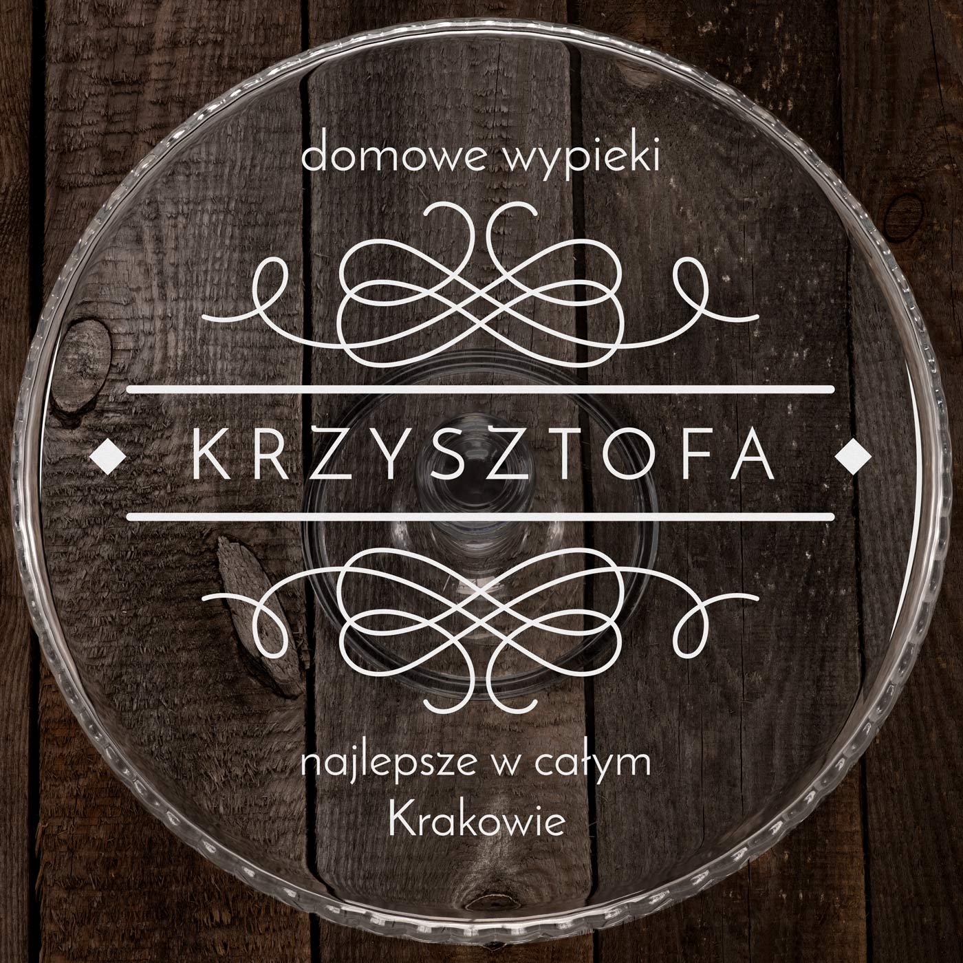 Patera szklana do ciasta z grawerem dla niego na imieniny