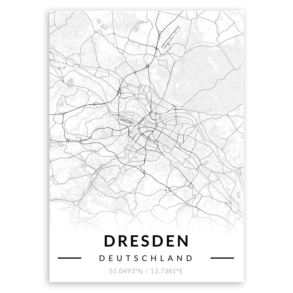 Plakat metalowy Mapa B&W Dresden M