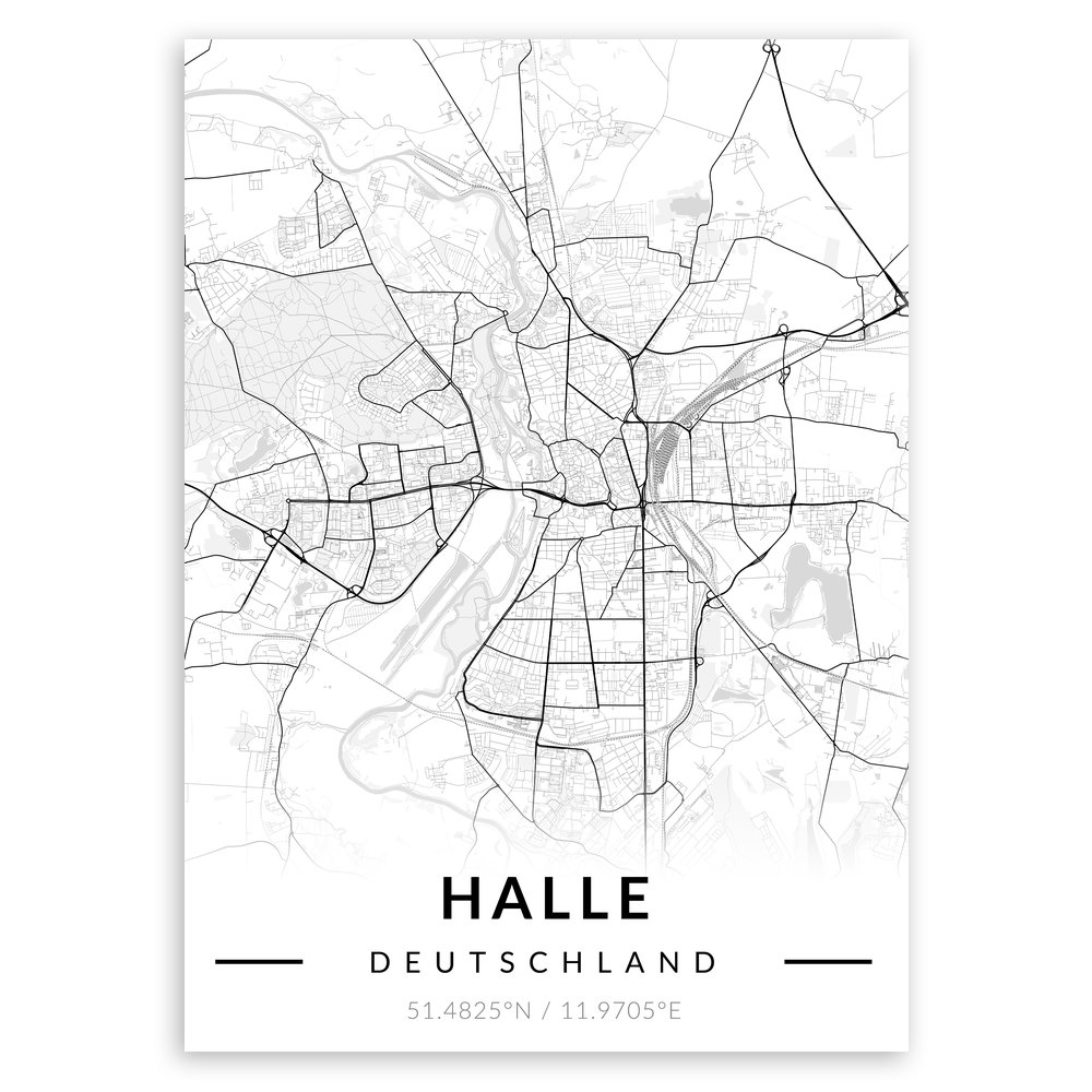 Plakat metalowy Mapa B&W Halle M