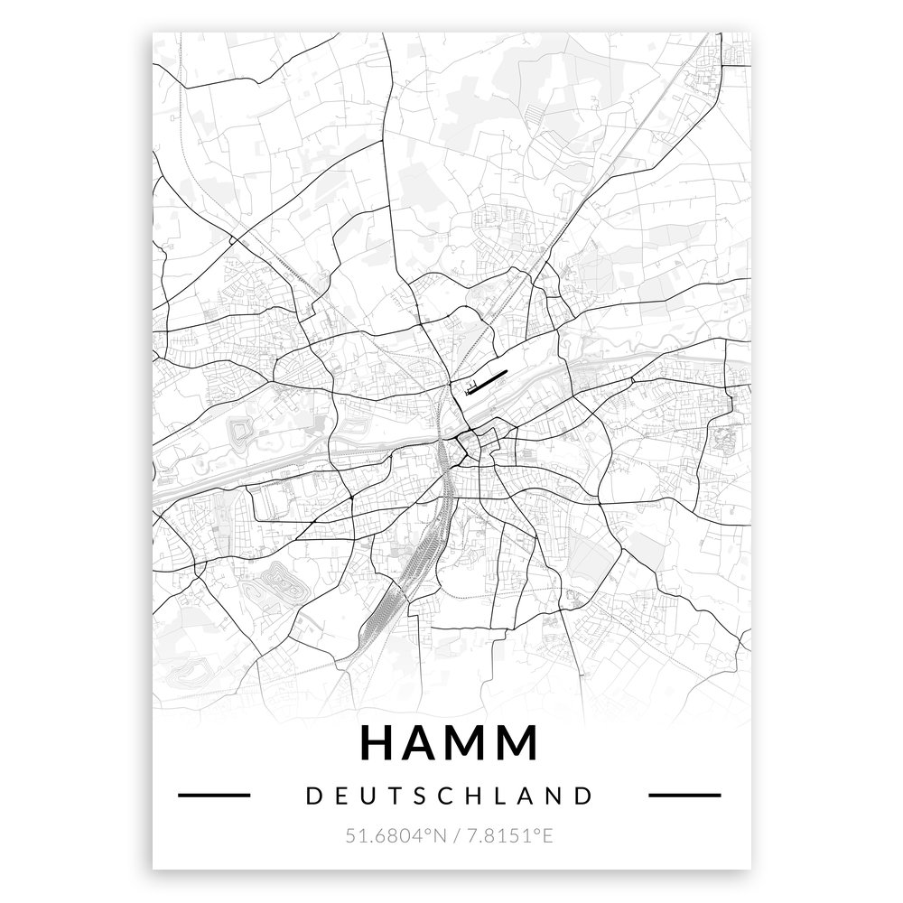 Plakat metalowy Mapa B&W Hamm M