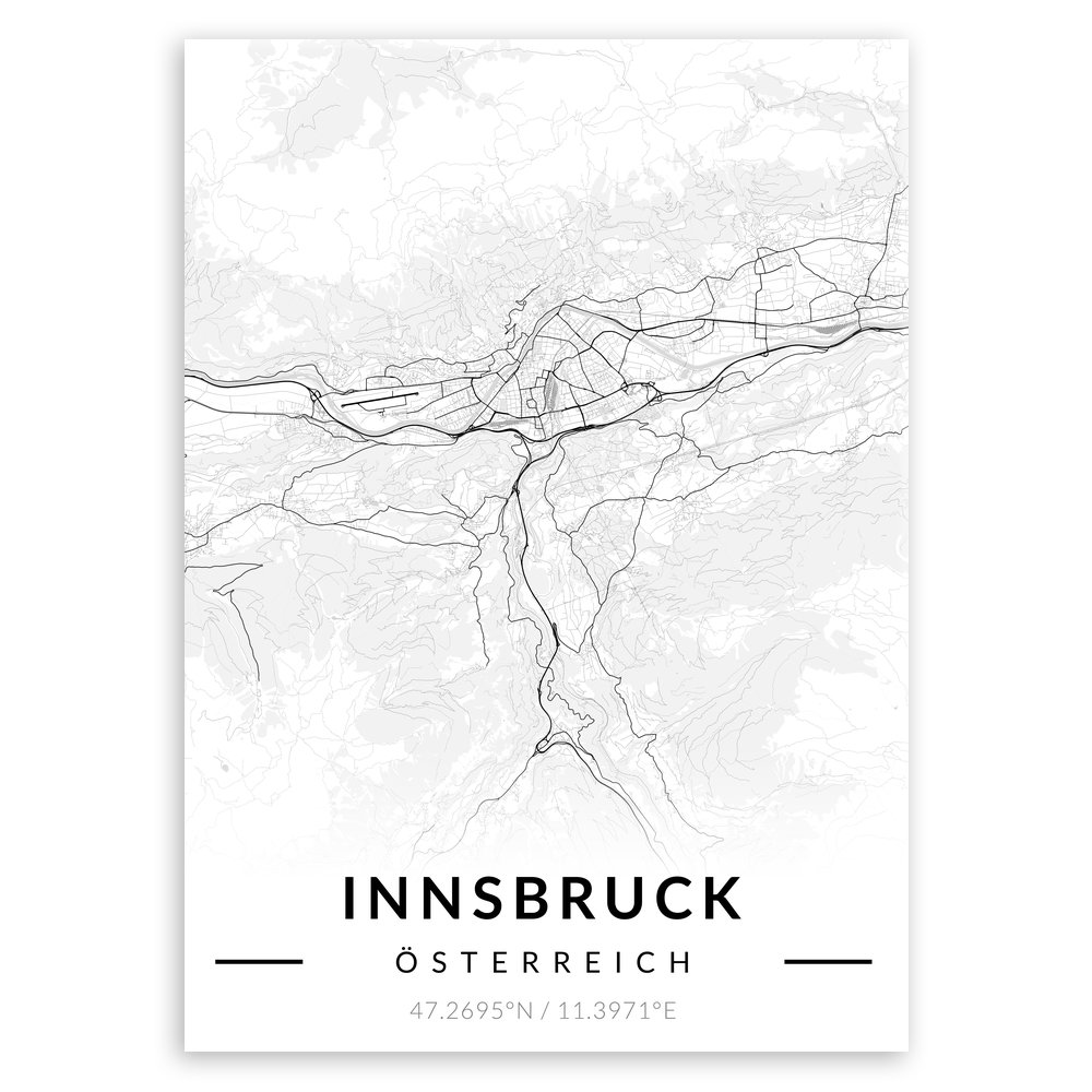 Plakat metalowy Mapa B&W Innsbruck M