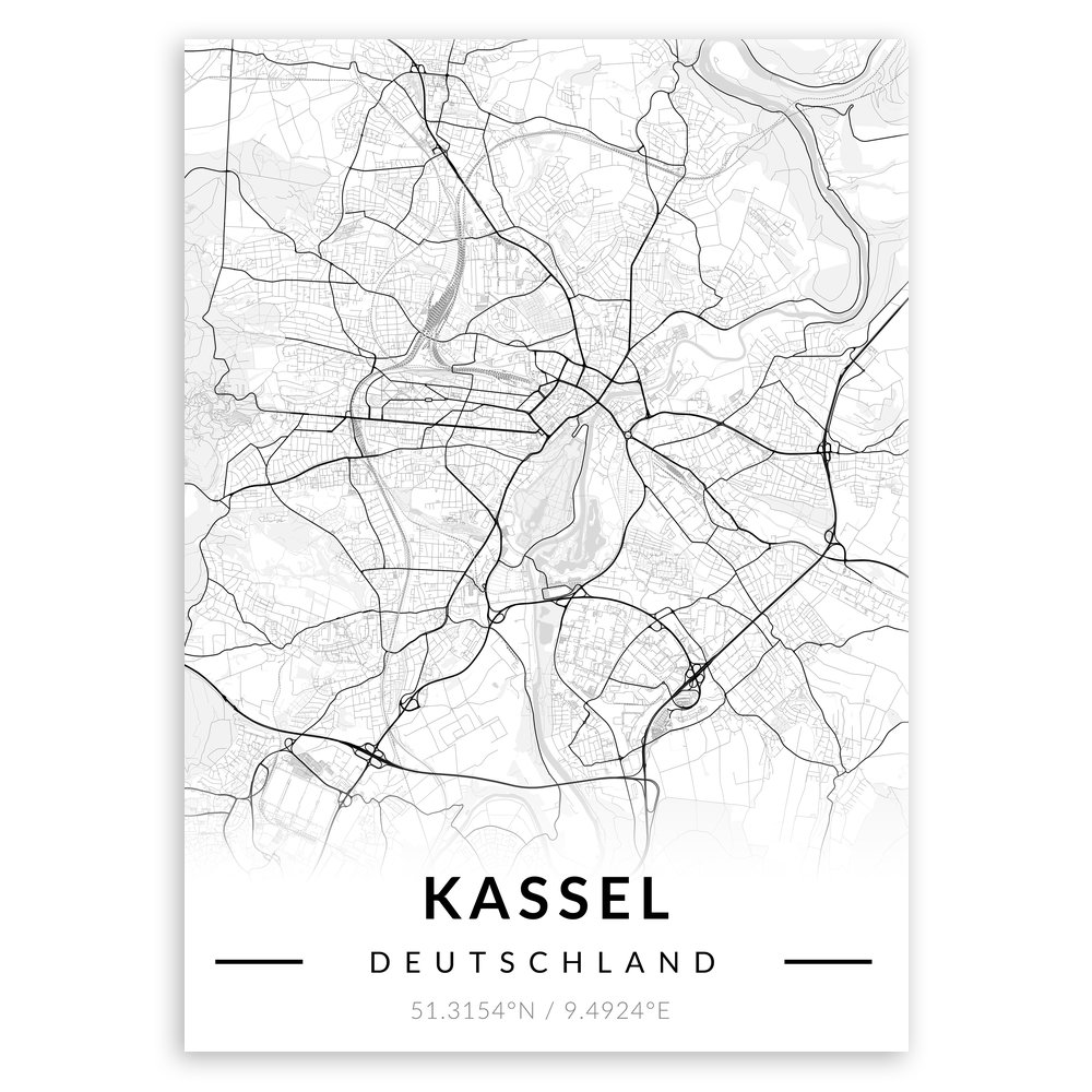 Plakat metalowy Mapa B&W Kassel M