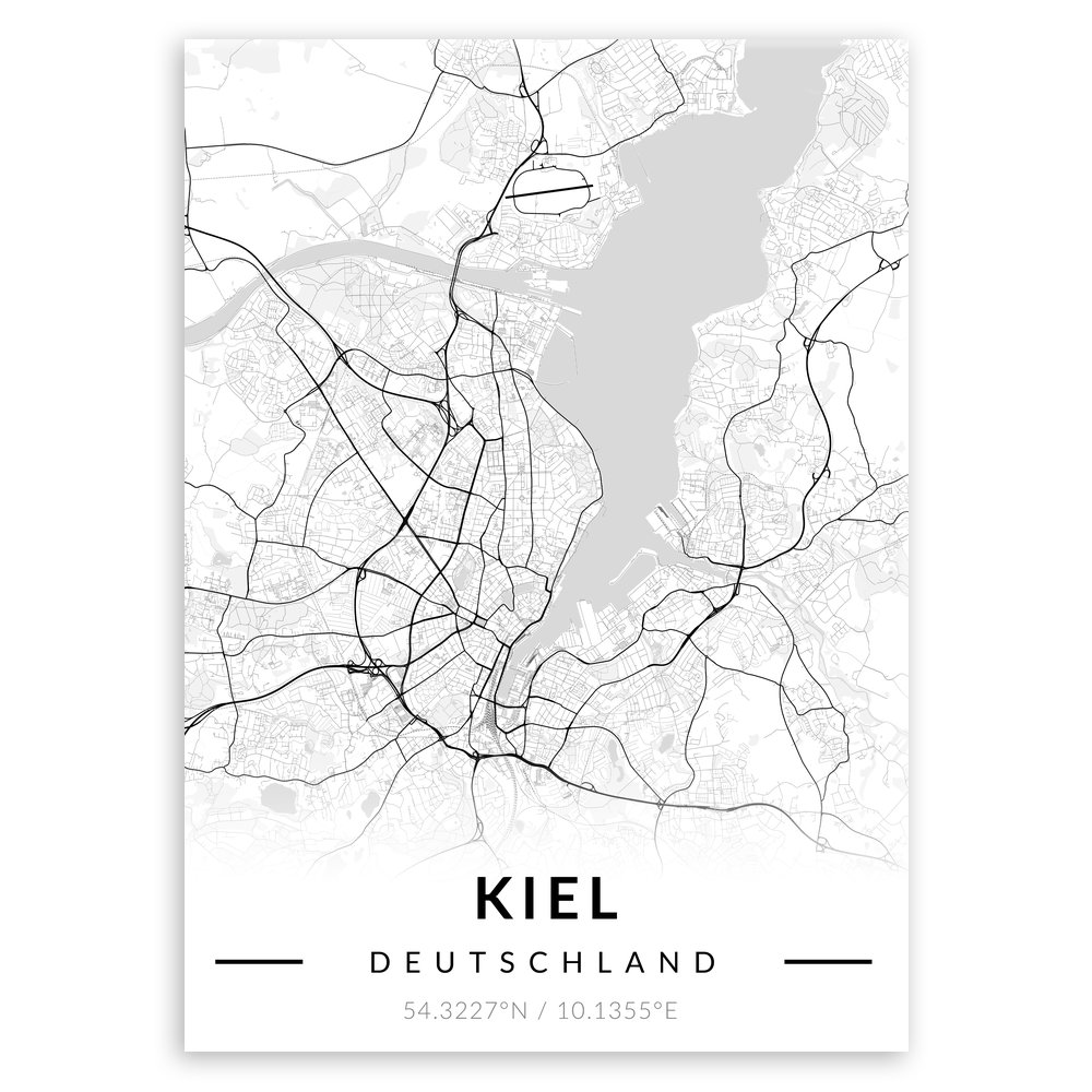 Plakat metalowy Mapa B&W Kiel L