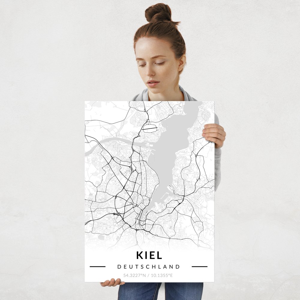 Plakat metalowy Mapa B&W Kiel L