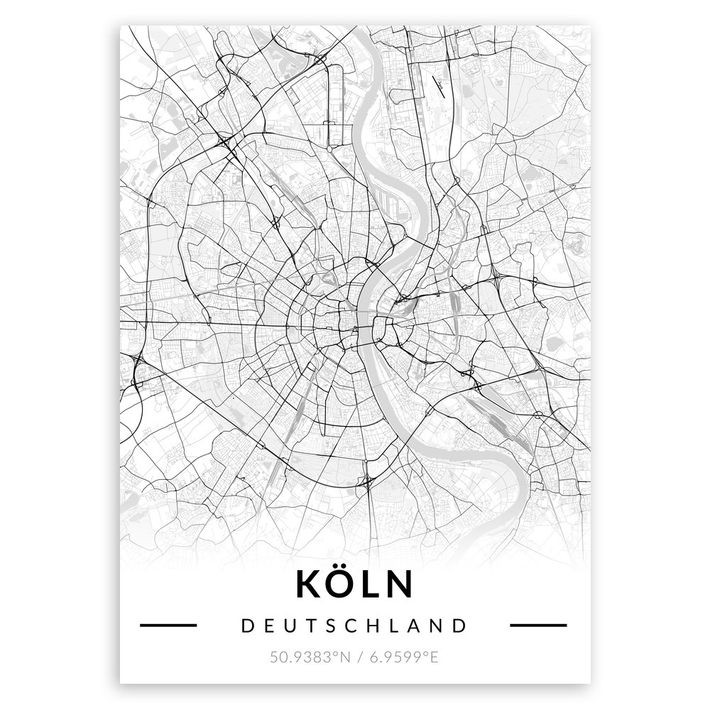 Plakat metalowy Mapa B&W Köln M