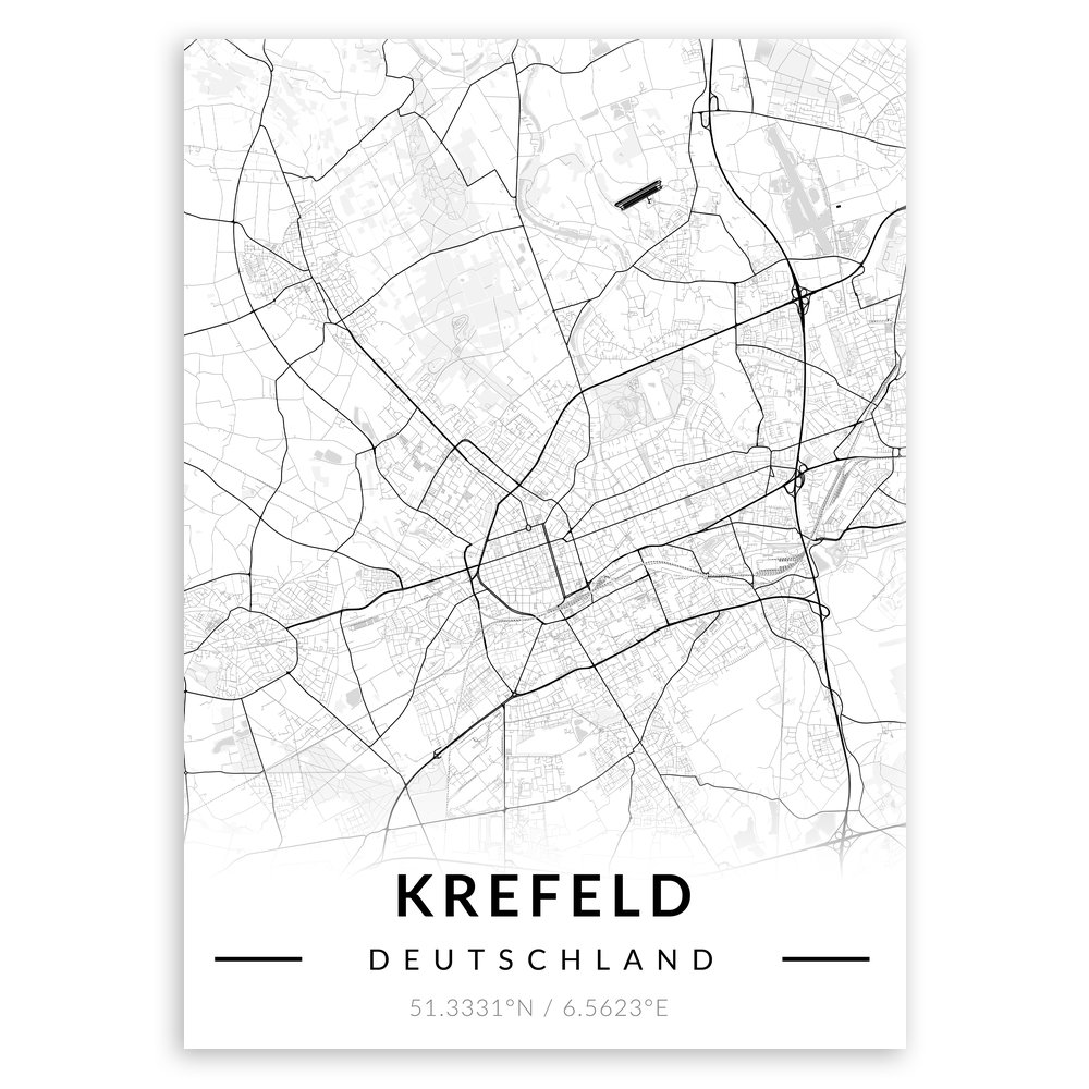 Plakat metalowy Mapa B&W Krefeld M