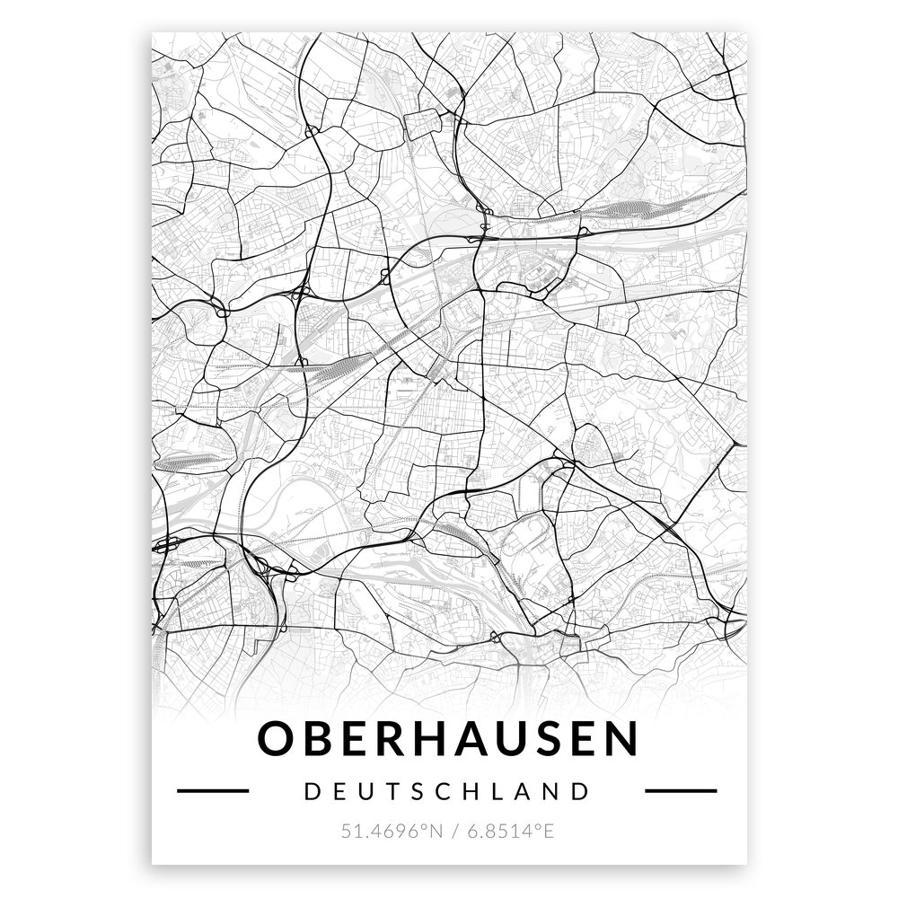 Plakat metalowy Mapa B&W Oberhausen M