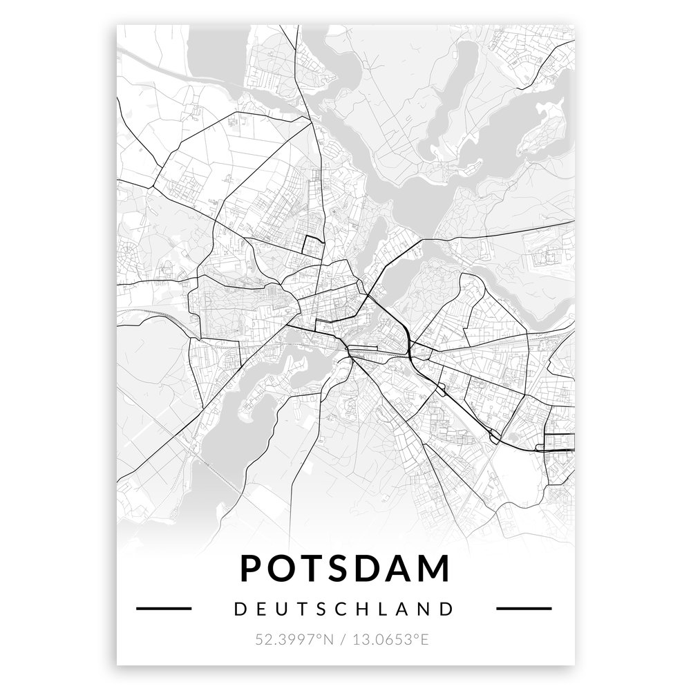 Plakat metalowy Mapa B&W Potsdam L