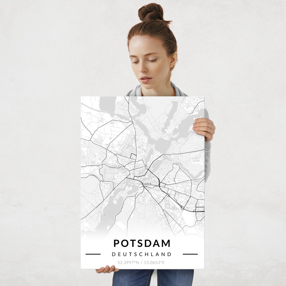 Plakat metalowy Mapa B&W Potsdam L