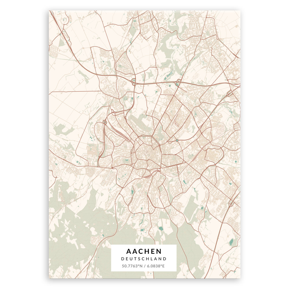Plakat metalowy Mapa Vintage Aachen M