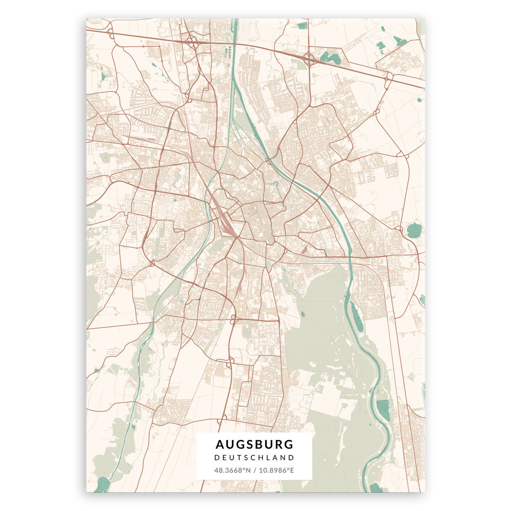 Plakat metalowy Mapa Vintage Augsburg M