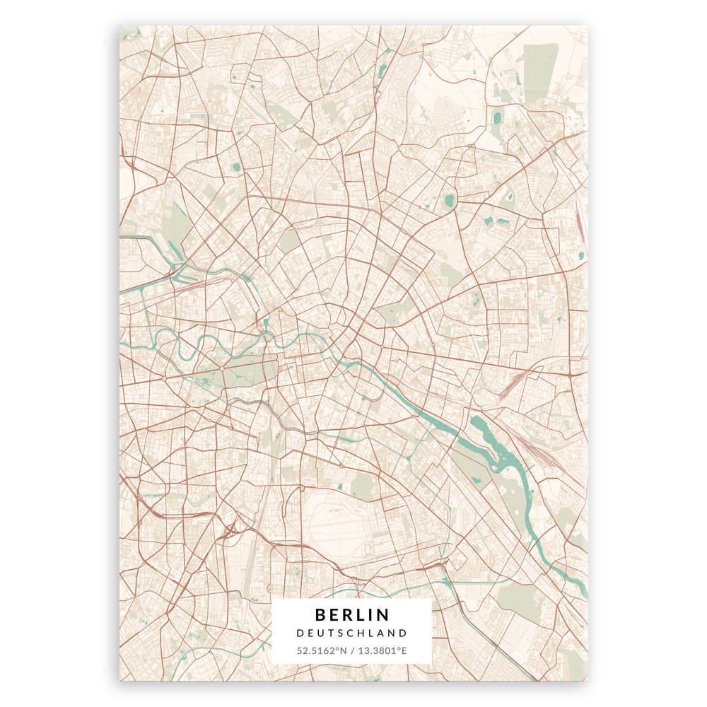 Plakat metalowy Mapa Vintage Berlin L