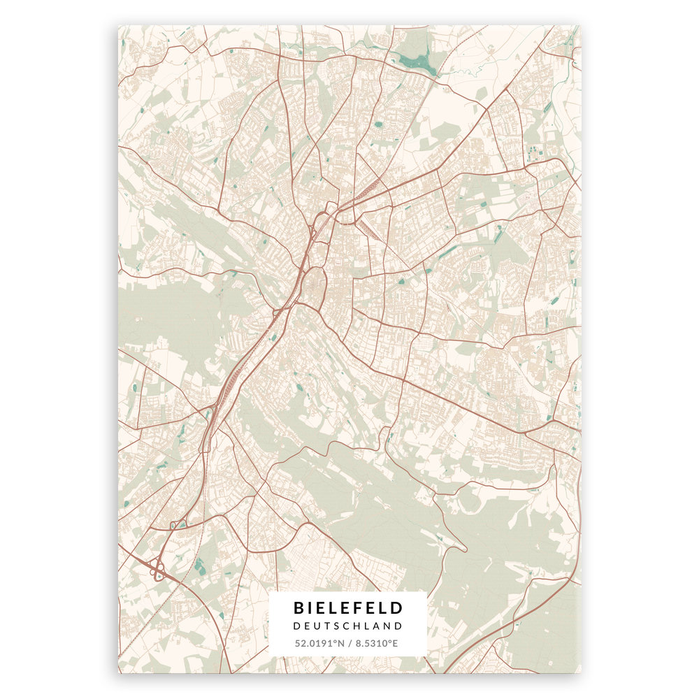 Plakat metalowy Mapa Vintage Bielefeld M