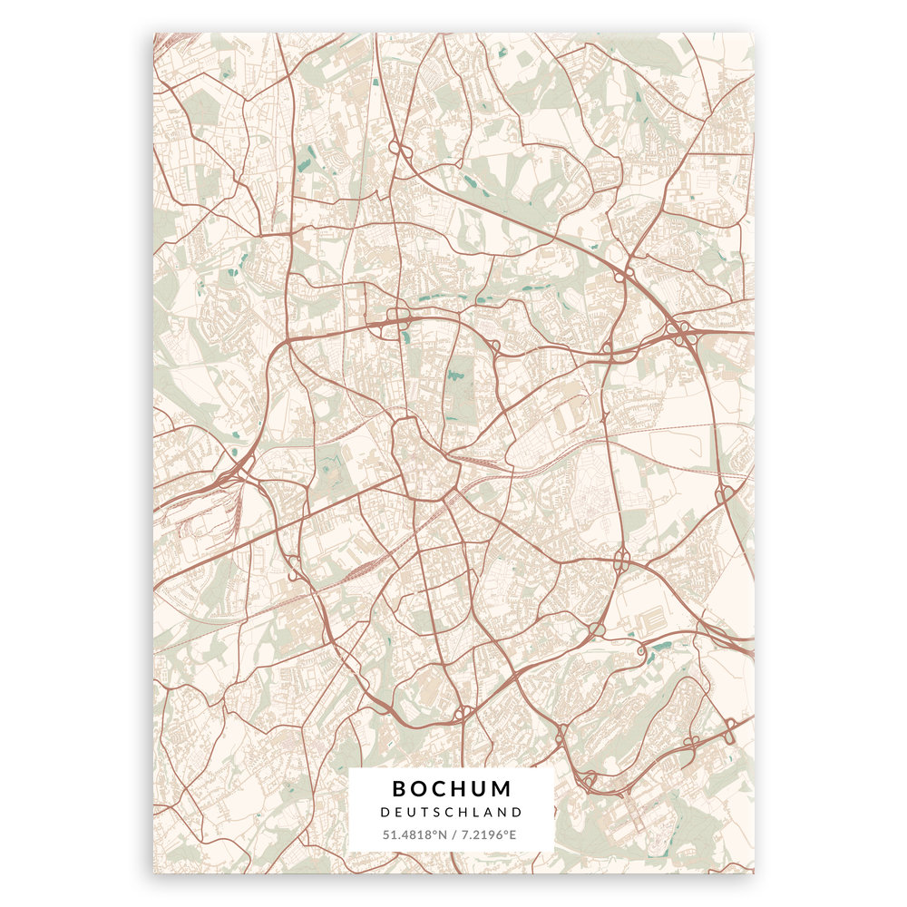 Plakat metalowy Mapa Vintage Bochum M