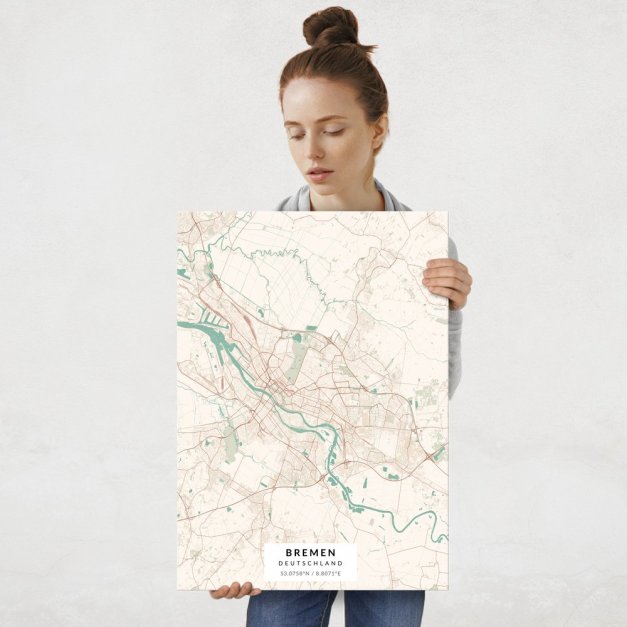 Plakat metalowy Mapa Vintage Bremen L