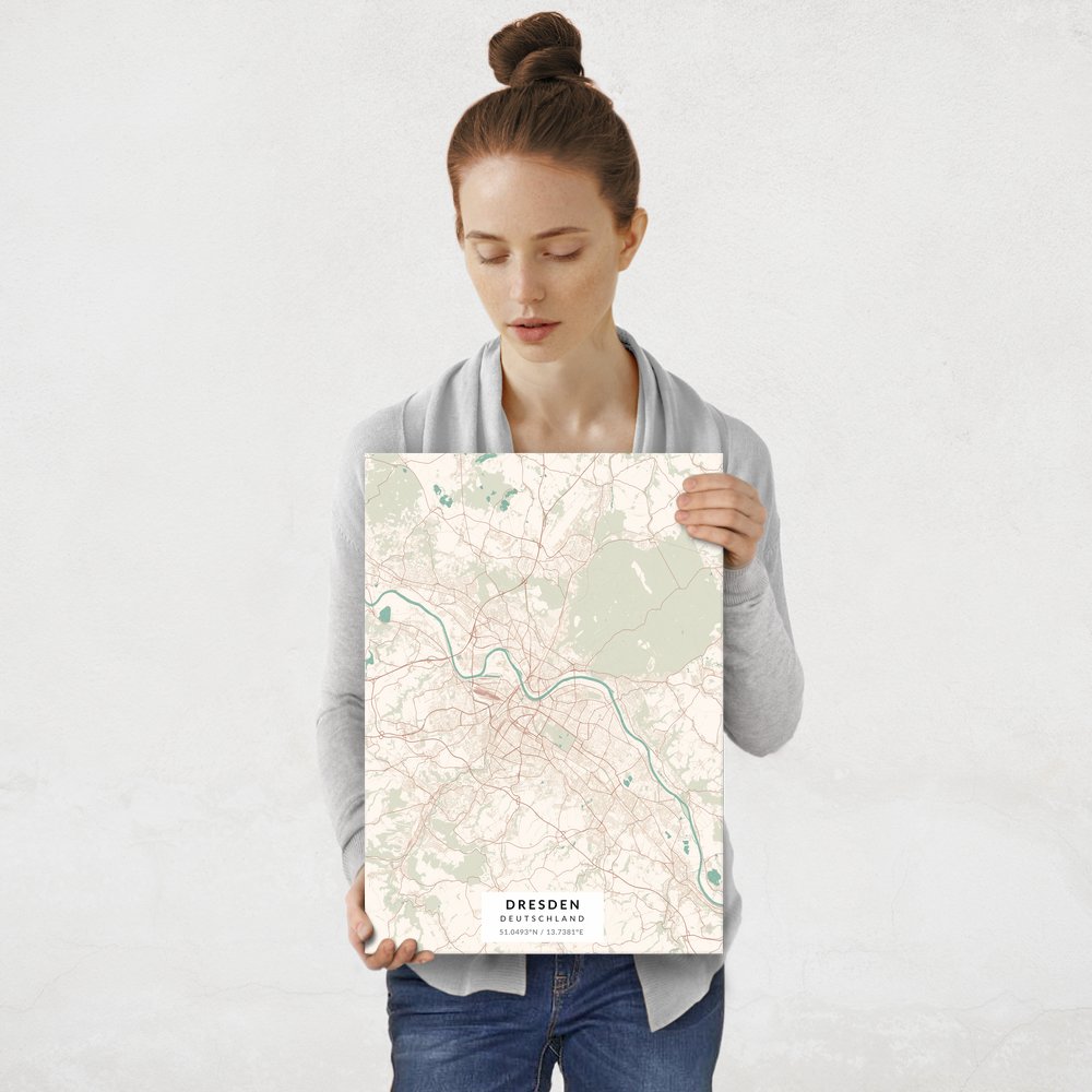 Plakat metalowy Mapa Vintage Dresden M