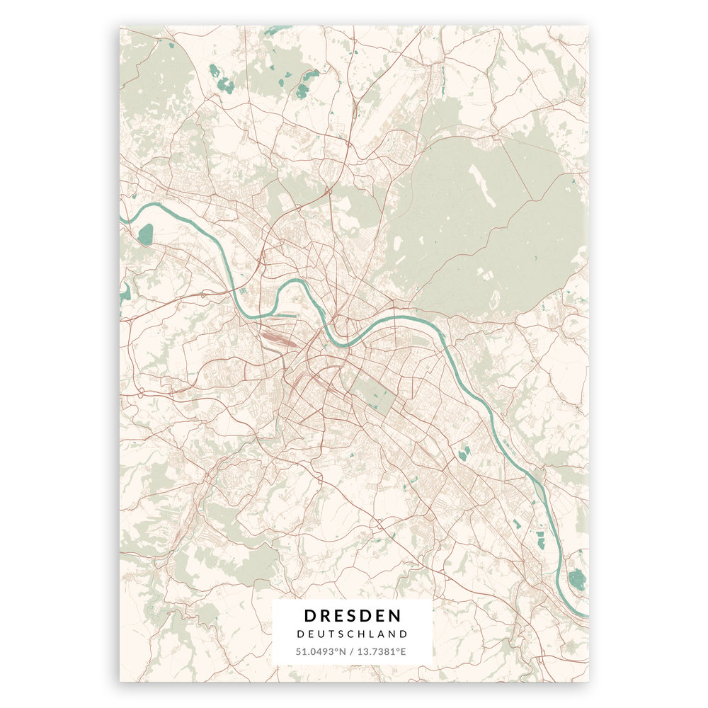 Plakat metalowy Mapa Vintage Dresden L