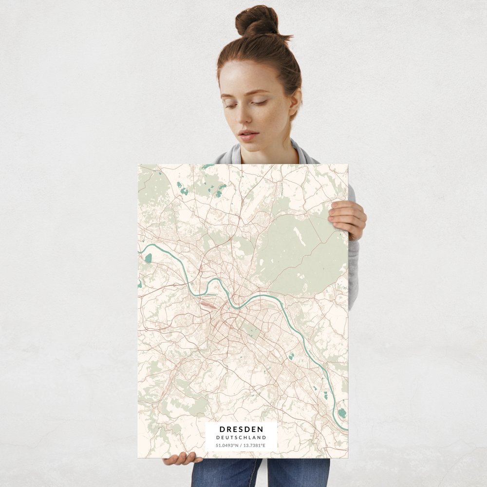Plakat metalowy Mapa Vintage Dresden L