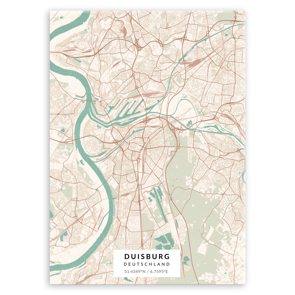 Plakat metalowy Mapa Vintage Duisburg L