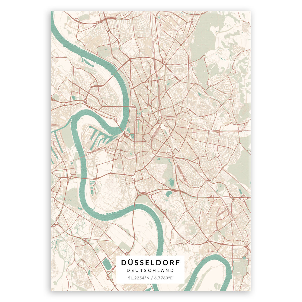 Plakat metalowy Mapa Vintage Düsseldorf M