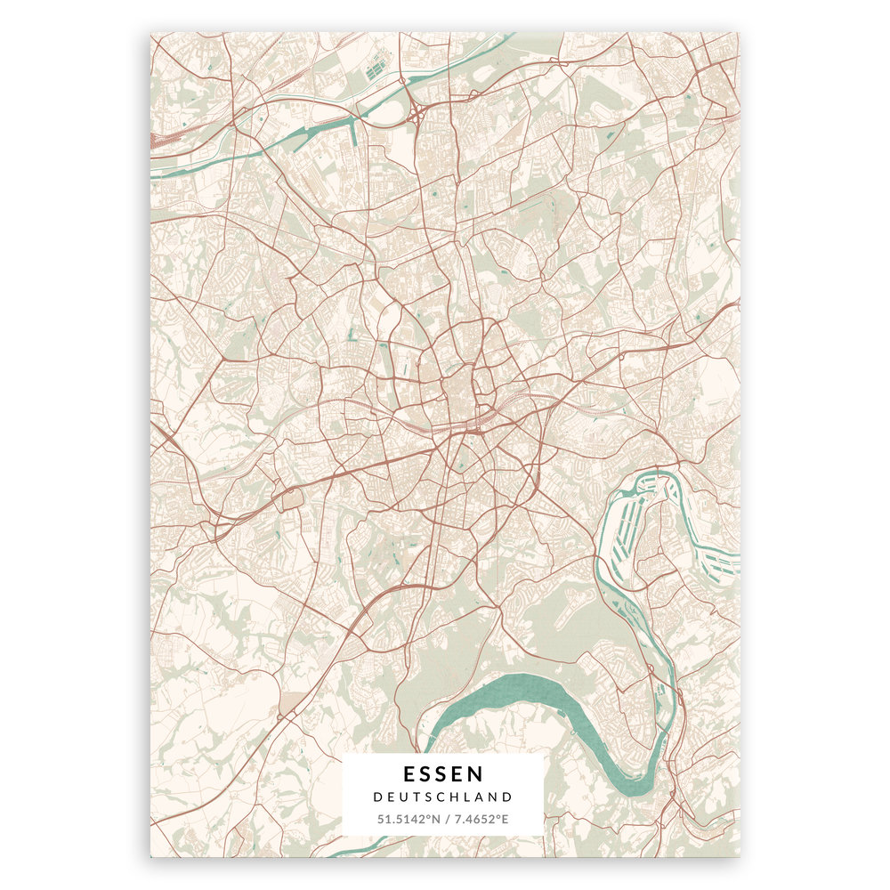 Plakat metalowy Mapa Vintage Essen M